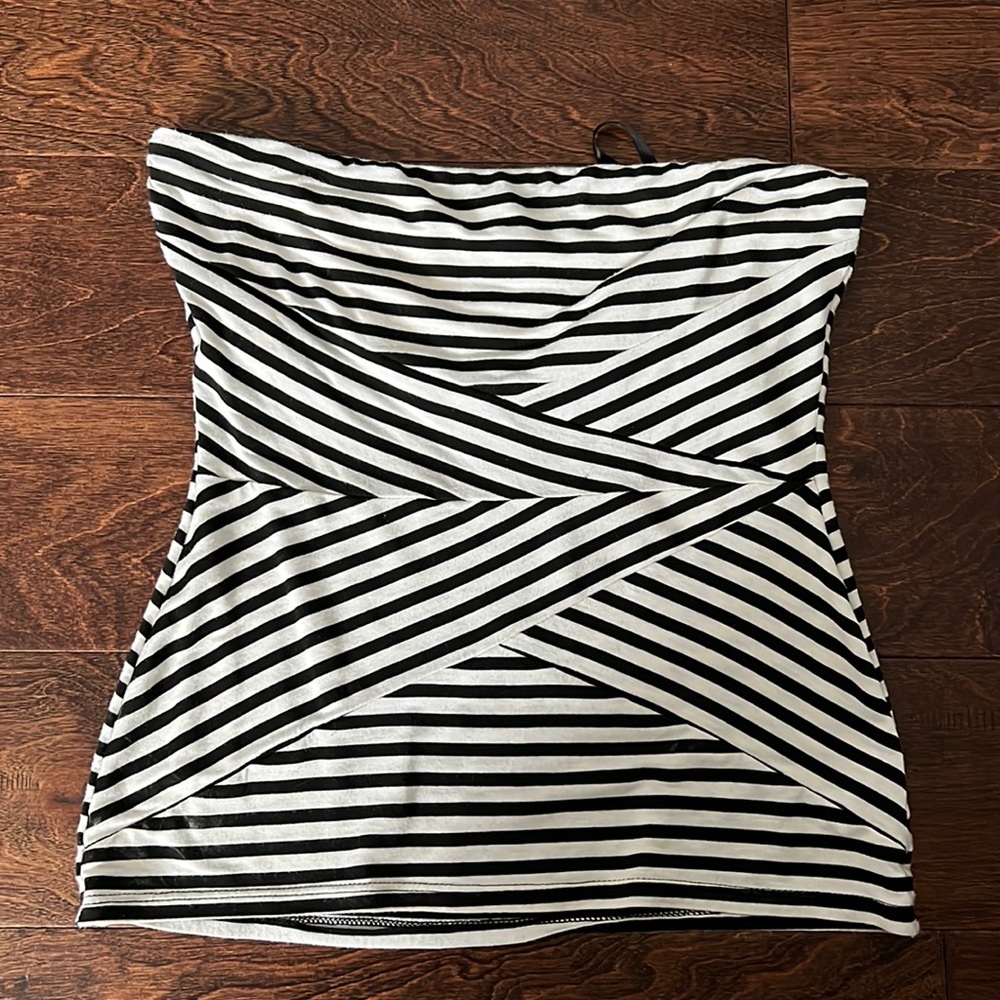 Black and white striped tube top